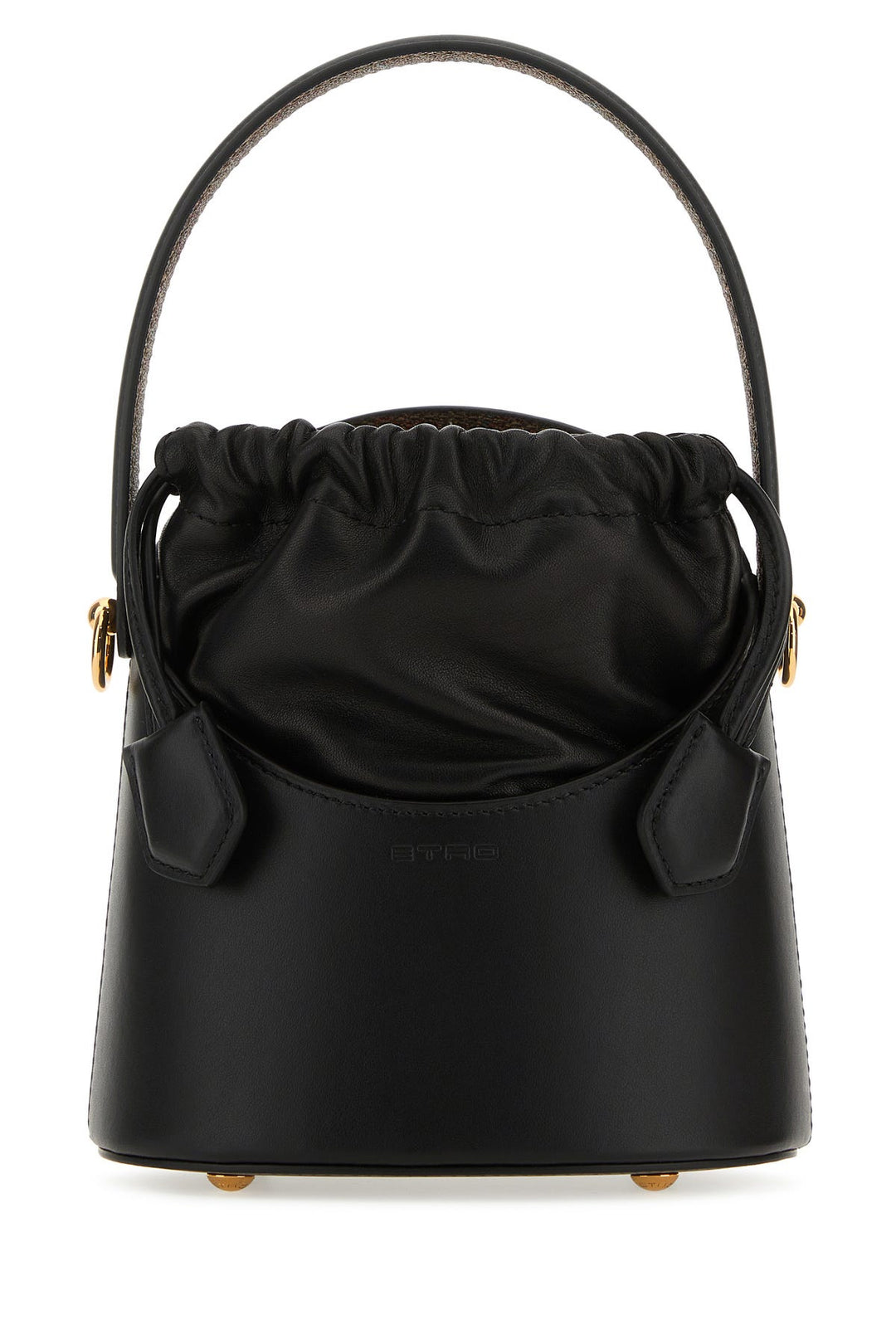 Black leather Saturno mini bucket bag