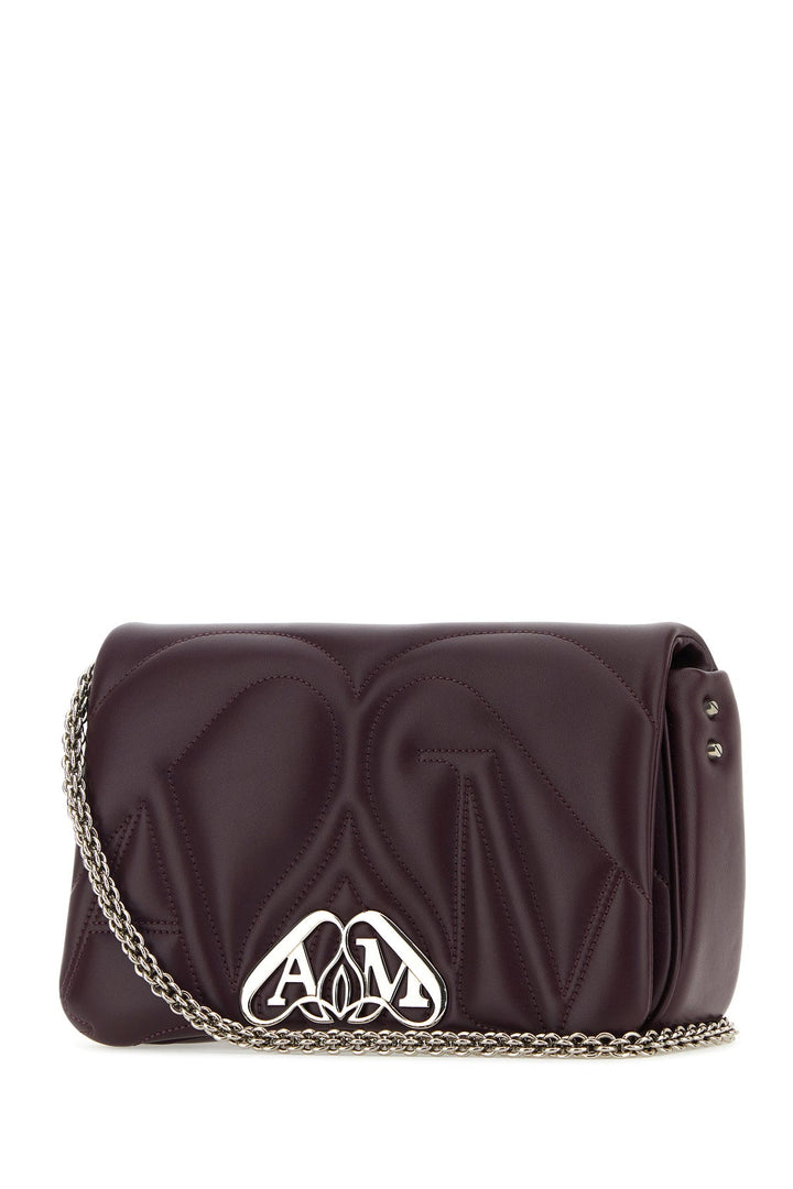 Aubergine leather small Seal shoulder bag