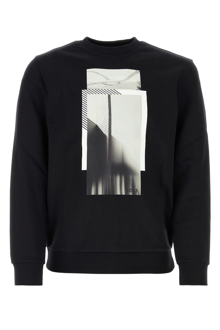 Black stretch cotton sweatshirt