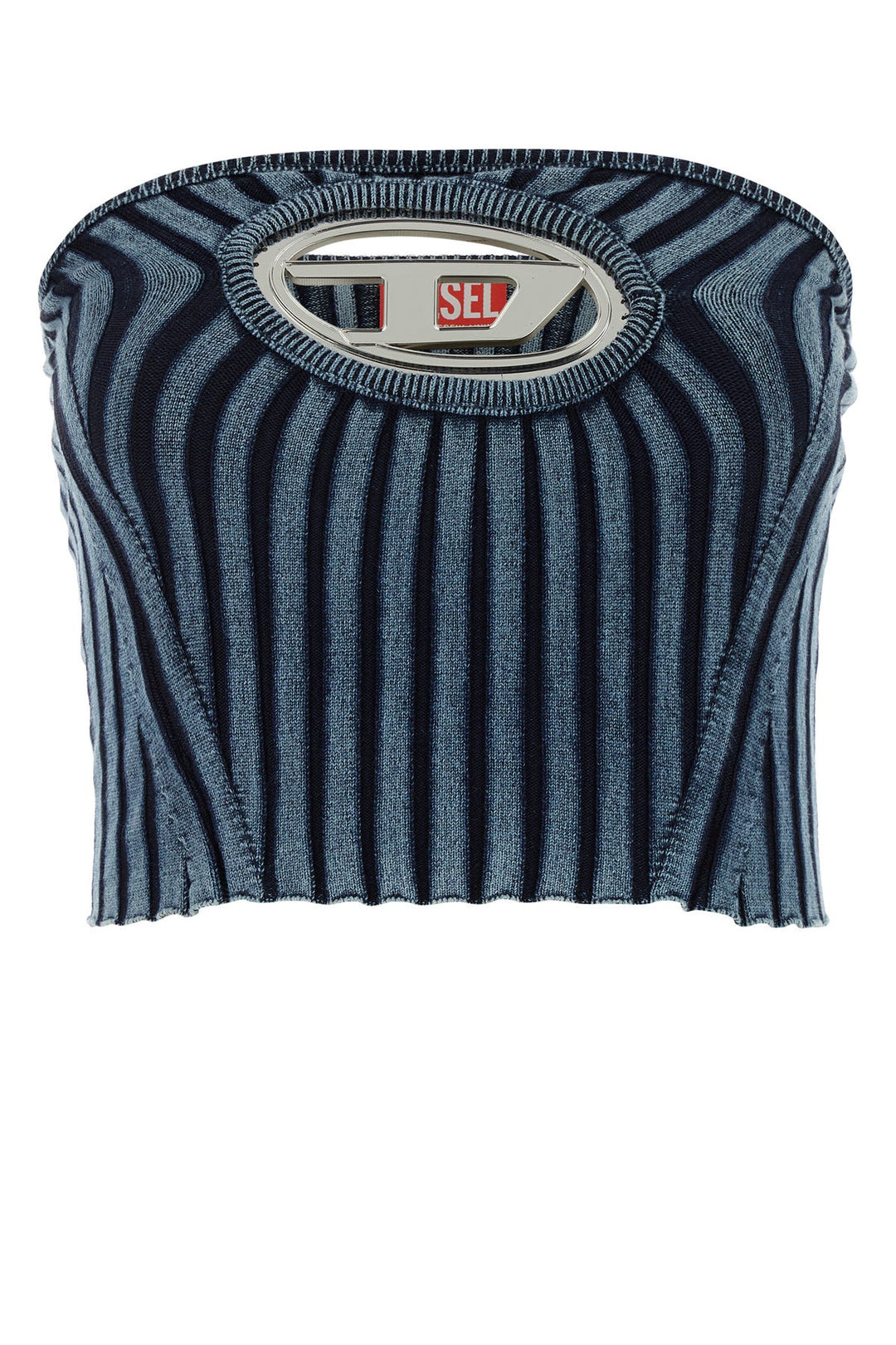 Denim blue stretch cotton blend M-Clarksville crop top