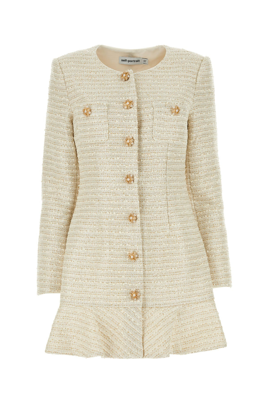 Sand boucle mini dress