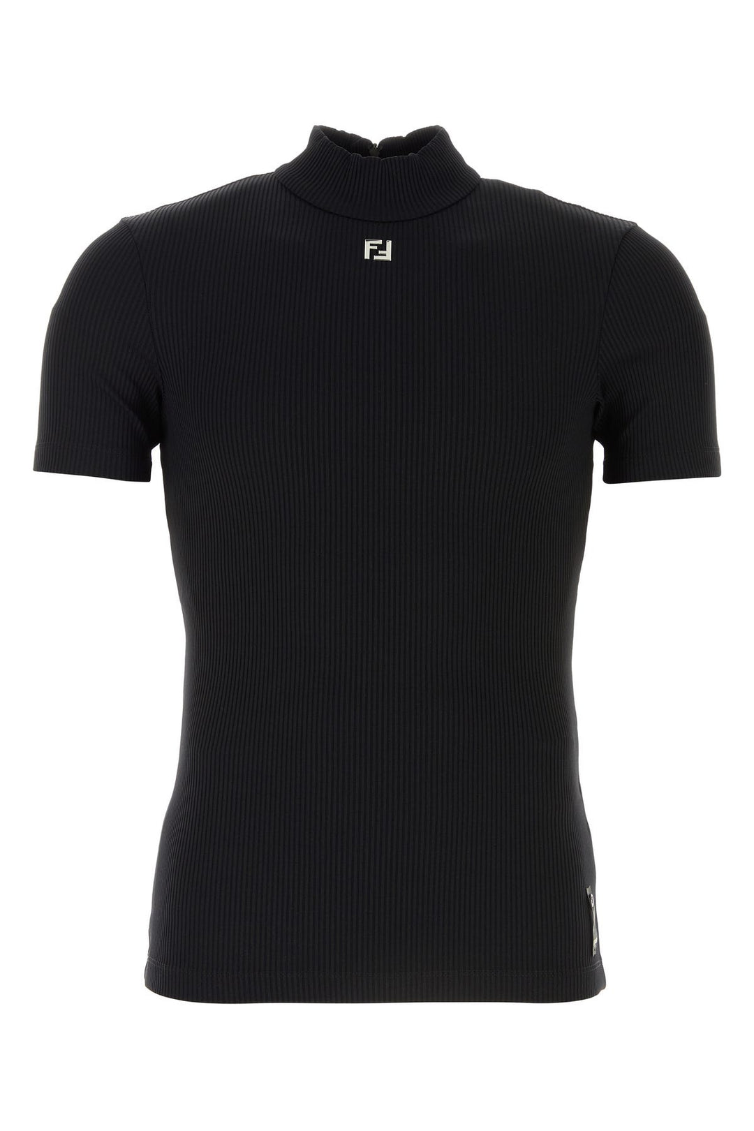 Black stretch nylon t-shirt
