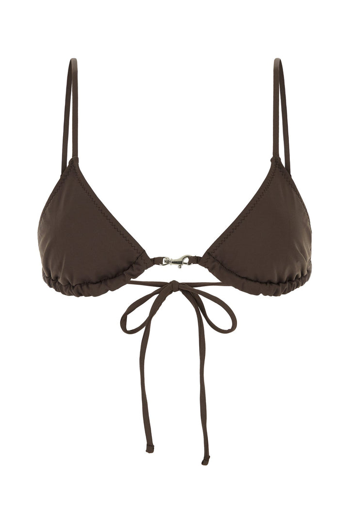Brown stretch nylon Carolina bikini top