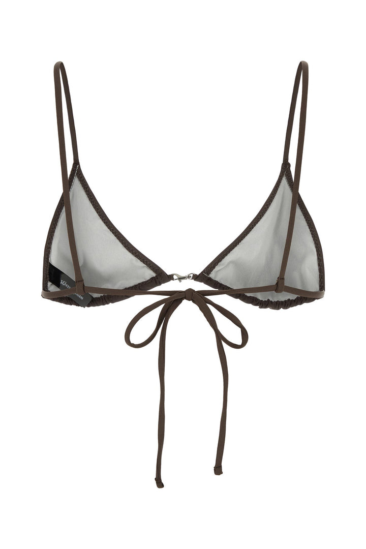 Brown stretch nylon Carolina bikini top