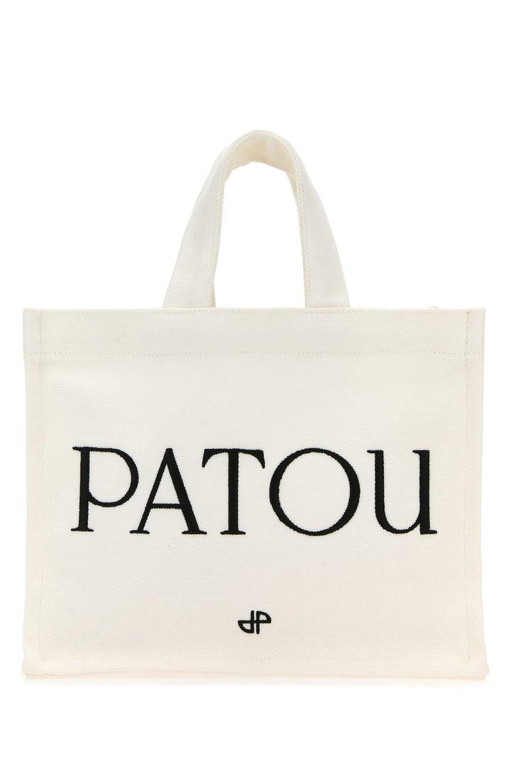 White canvas small Tote Patou shopping bag