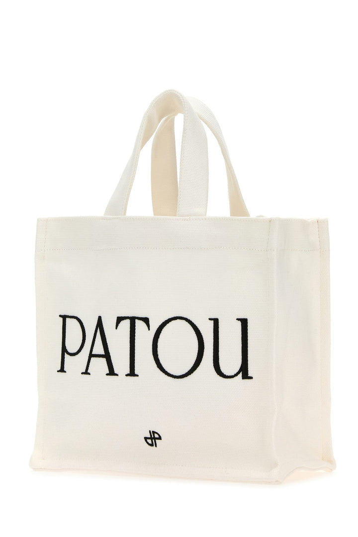 White canvas small Tote Patou shopping bag