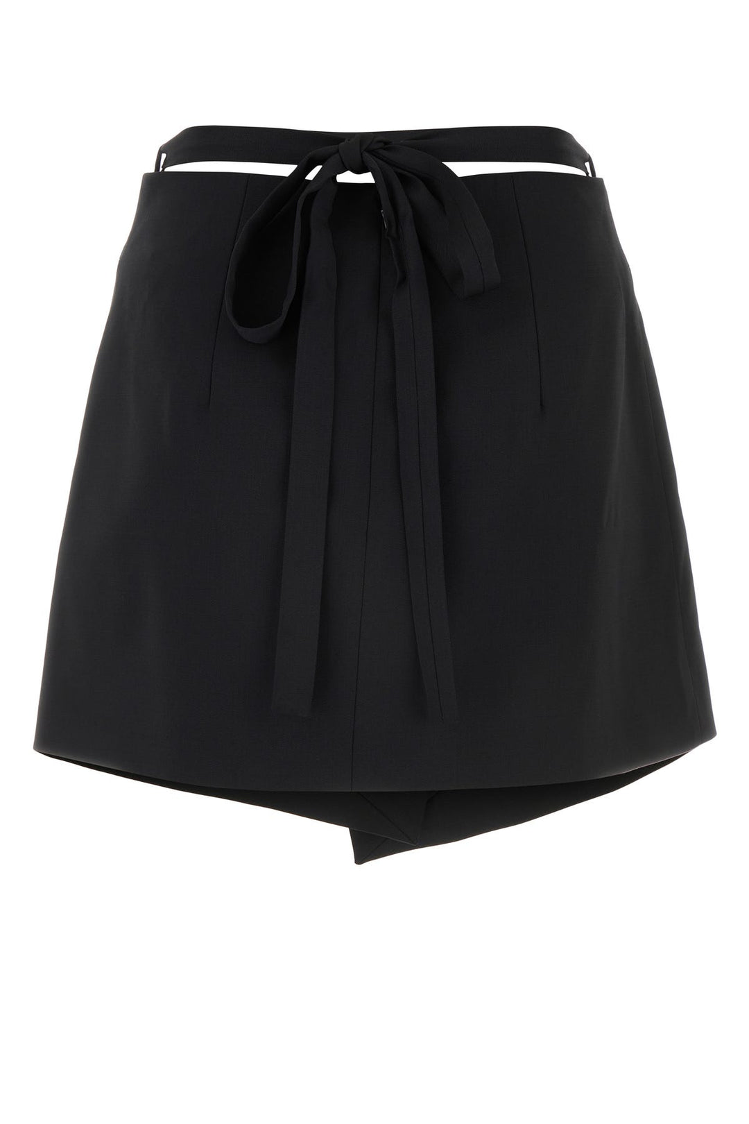 Black stretch wool mini skirt