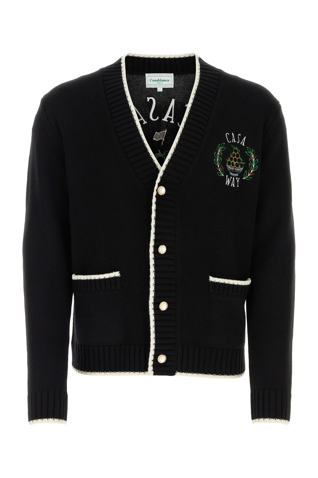 Black wool blend cardigan