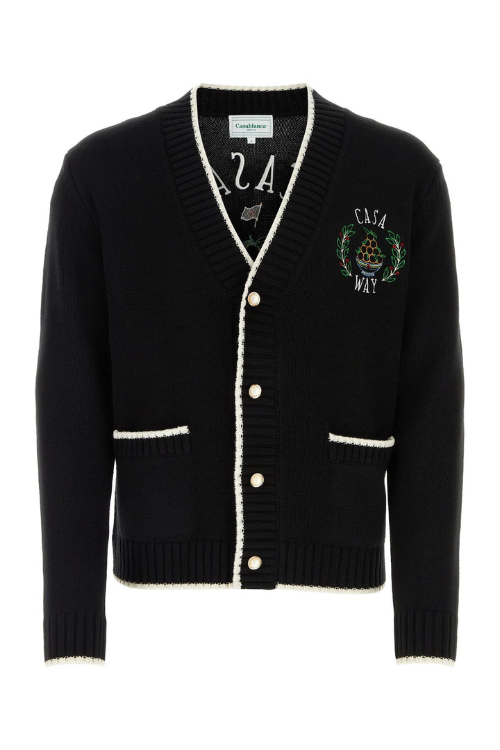 Black wool blend cardigan