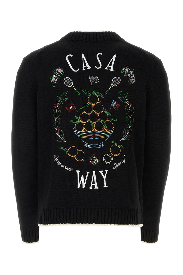 Black wool blend cardigan