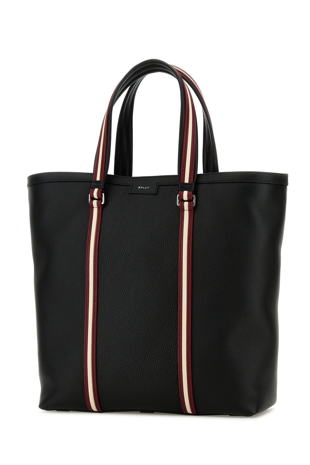 Black leather Code shopping bag