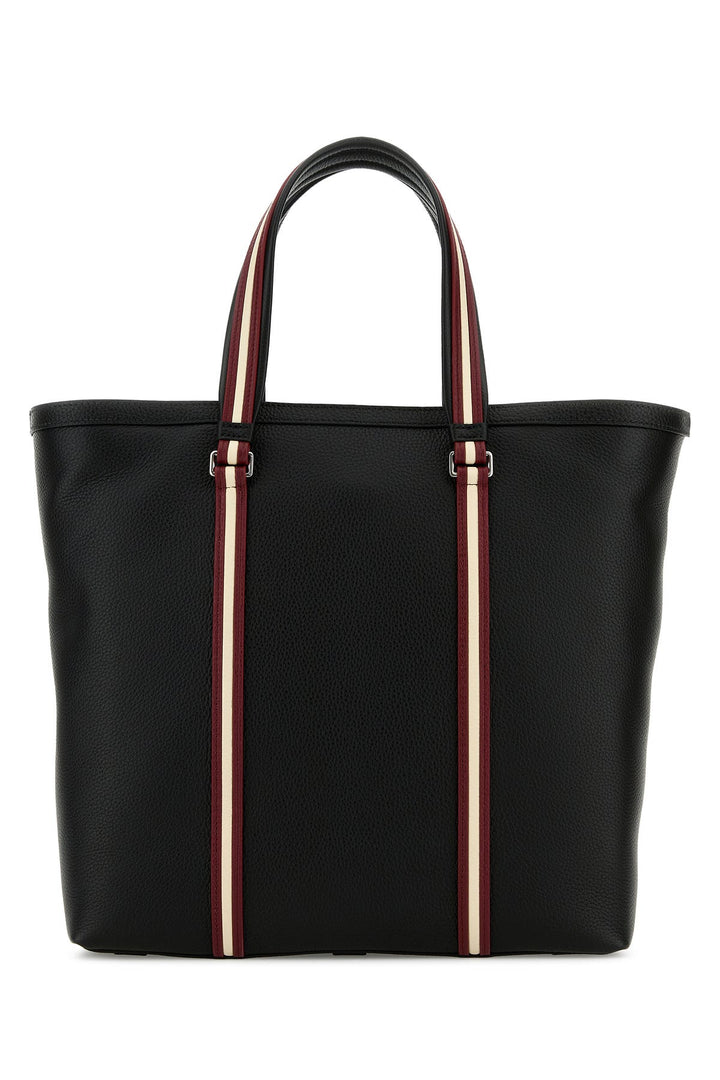 Black leather Code shopping bag