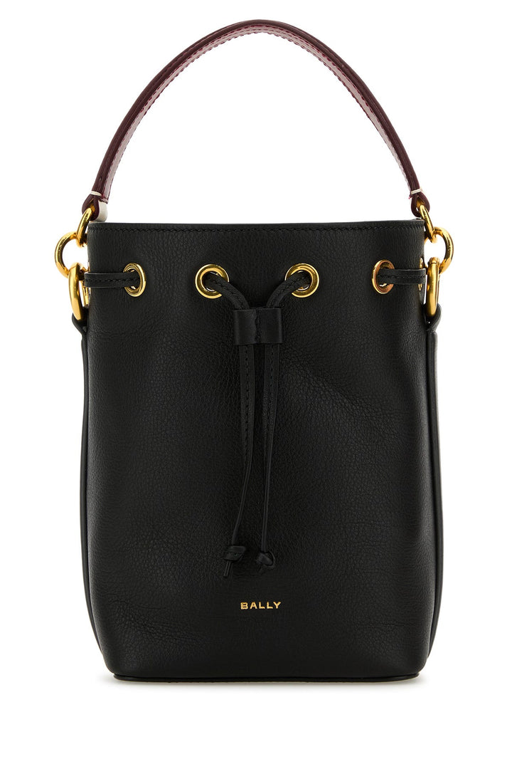 Black leather small Code bucket bag
