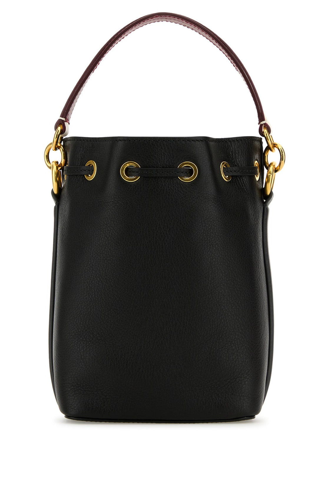 Black leather small Code bucket bag