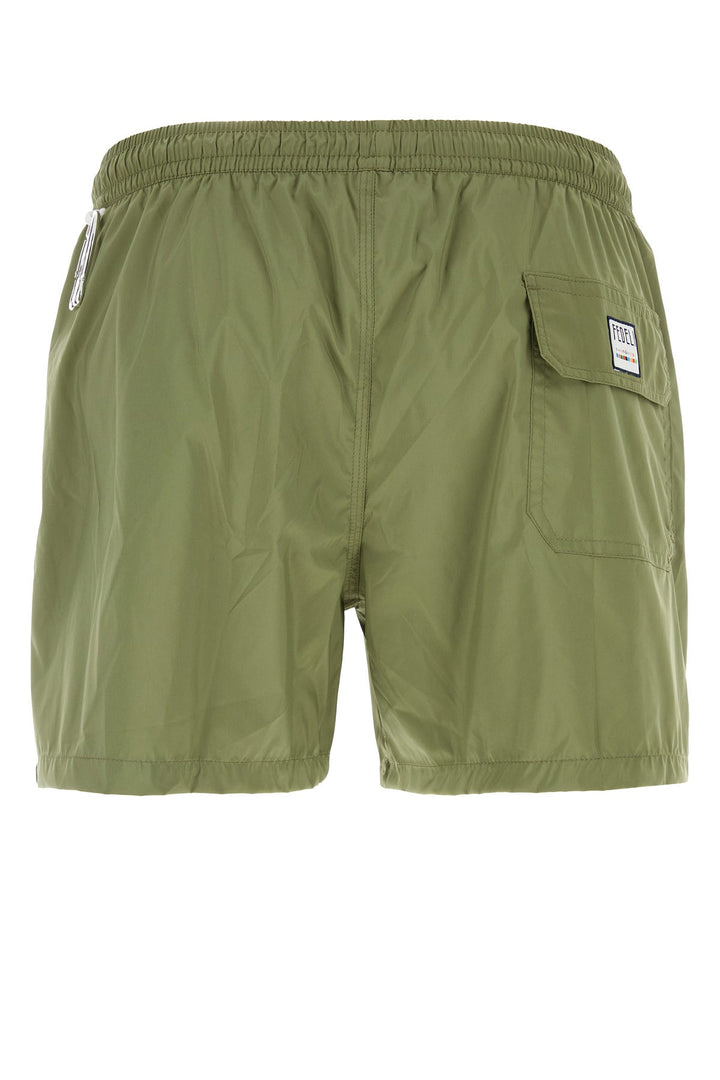 Army green polyester swimming shorts