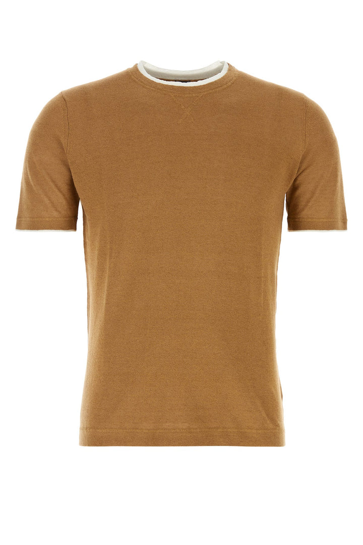 Caramel linen blend Fox t-shirt