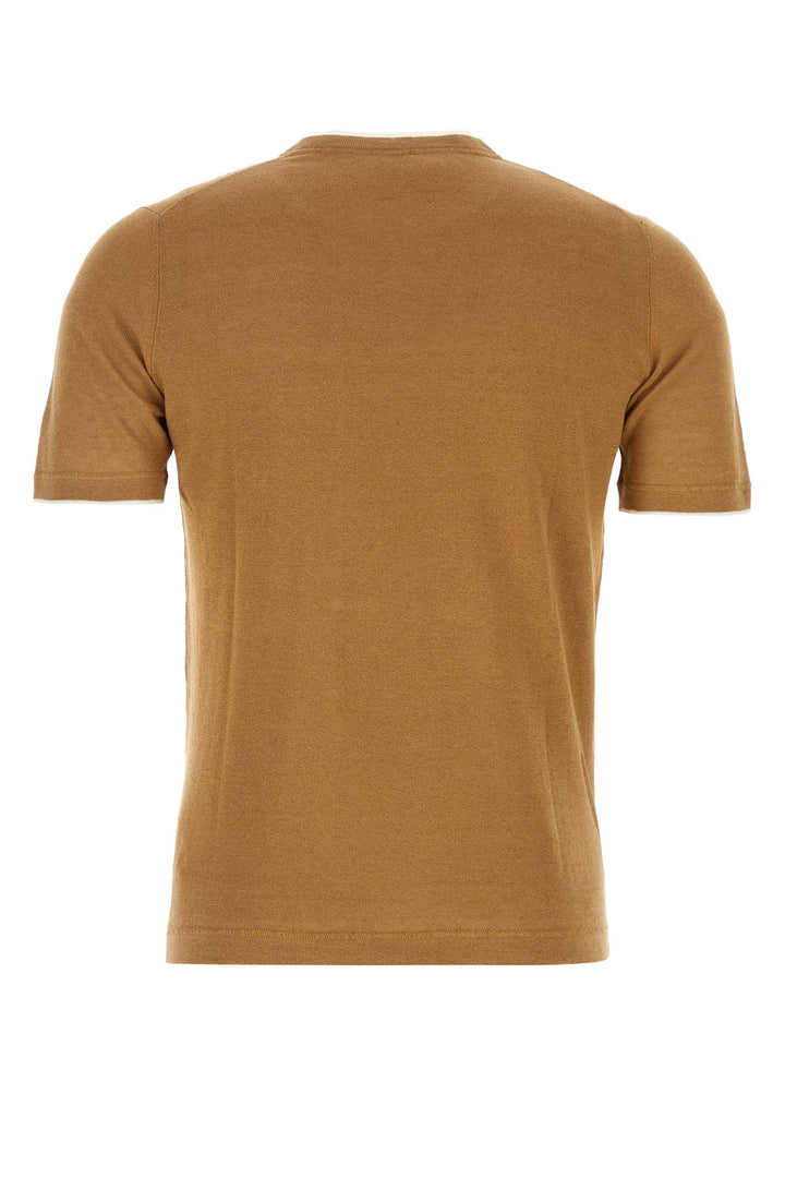 Caramel linen blend Fox t-shirt