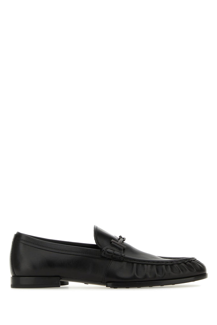 Black leather loafers