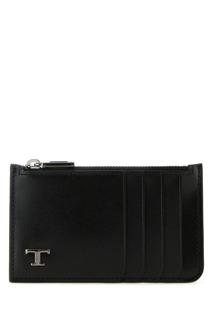 Black leather card holder