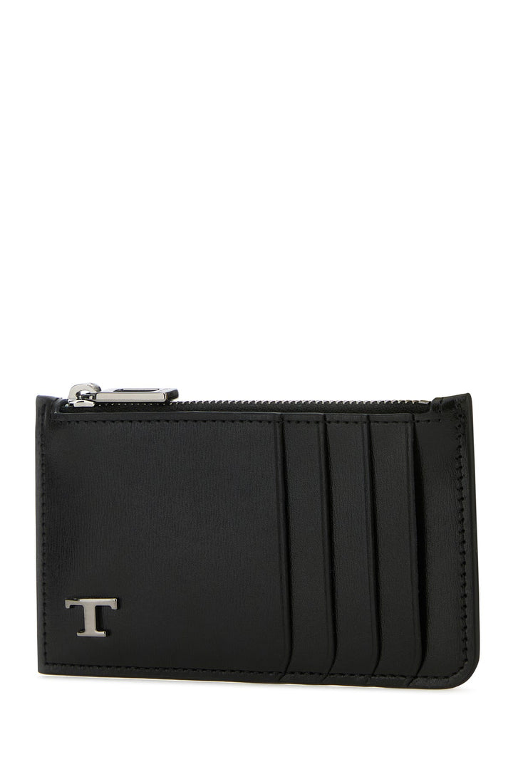 Black leather card holder