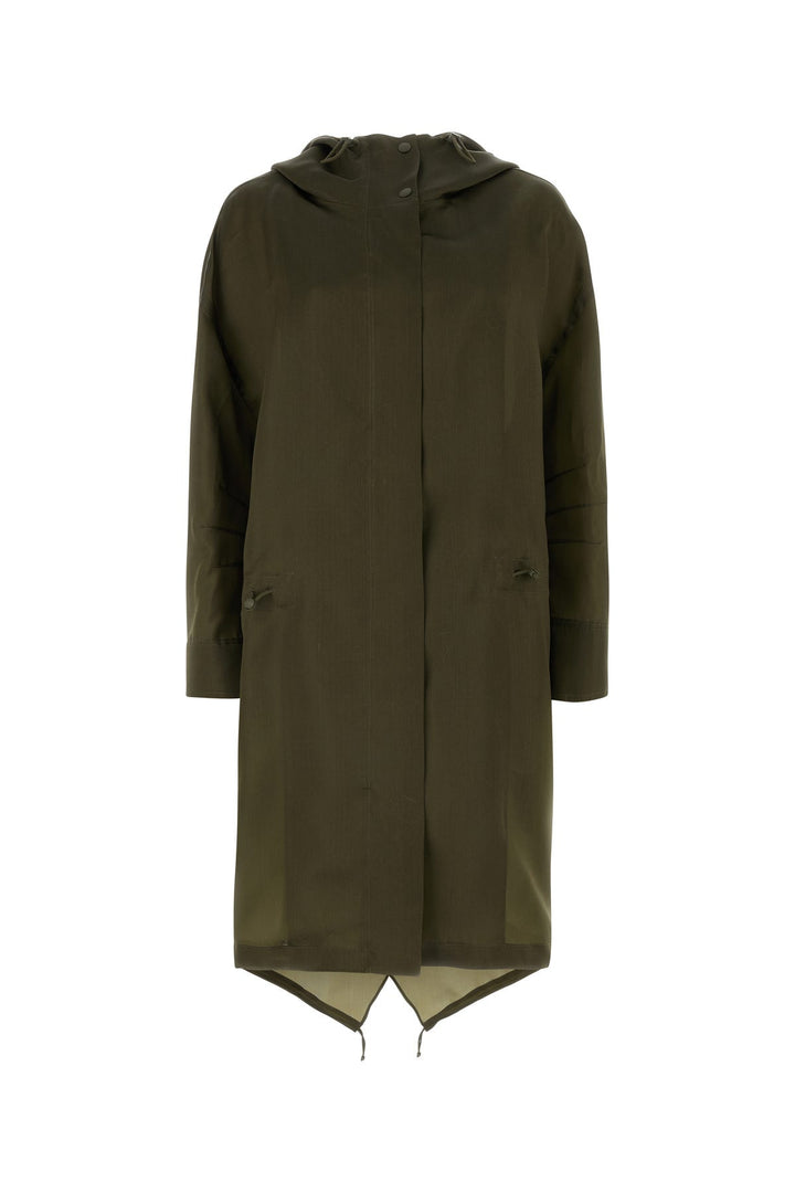 Army green silk Tambuto parka