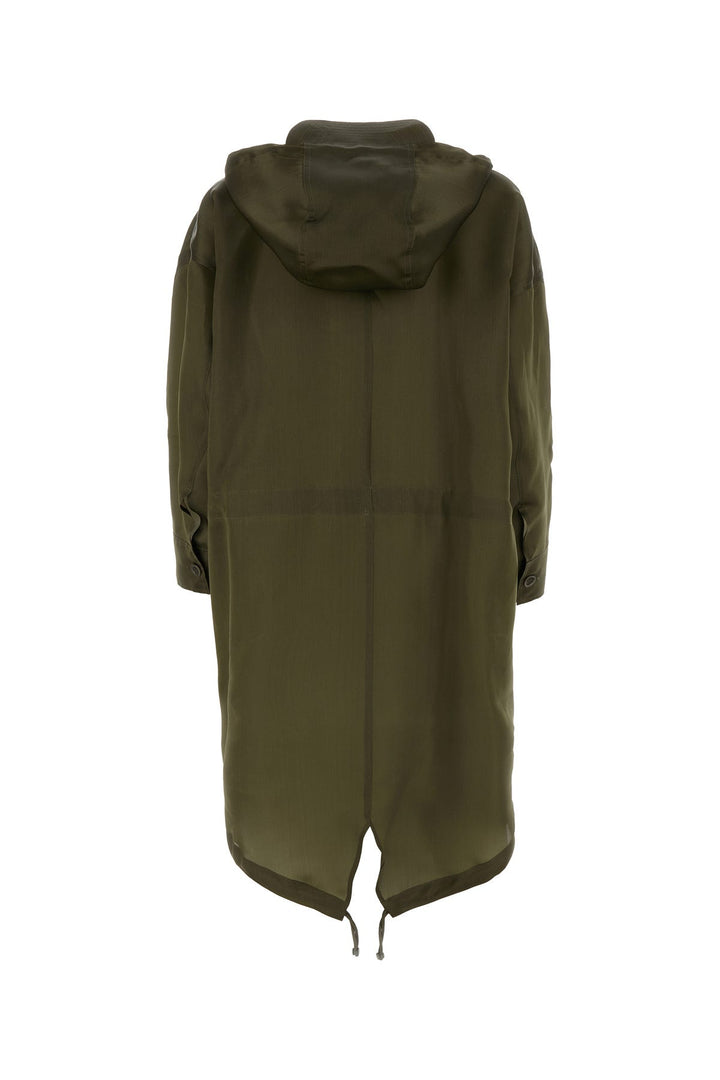 Army green silk Tambuto parka