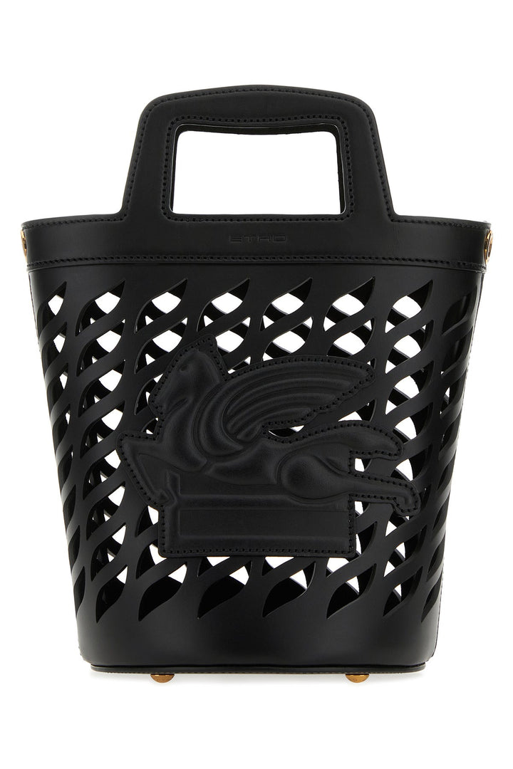 Black leather Coffa bucket bag