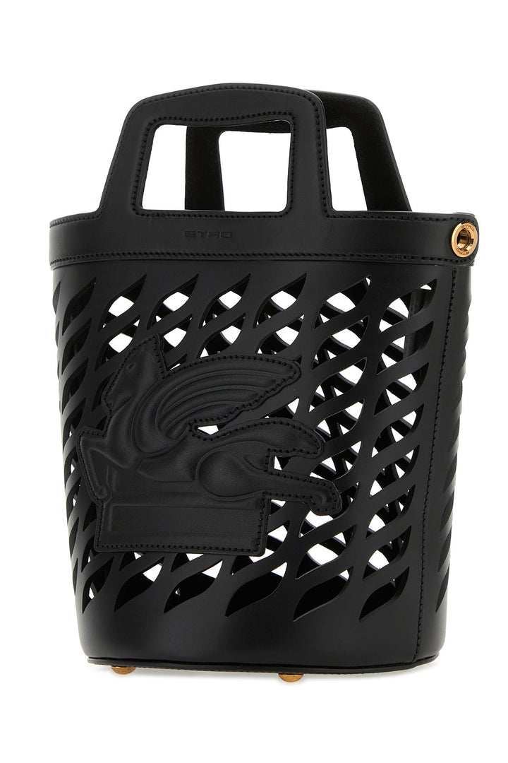 Black leather Coffa bucket bag