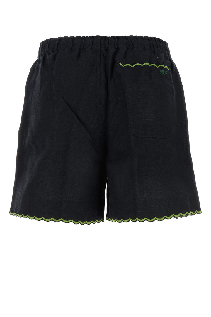 Black linen Rosefinch bermuda shorts