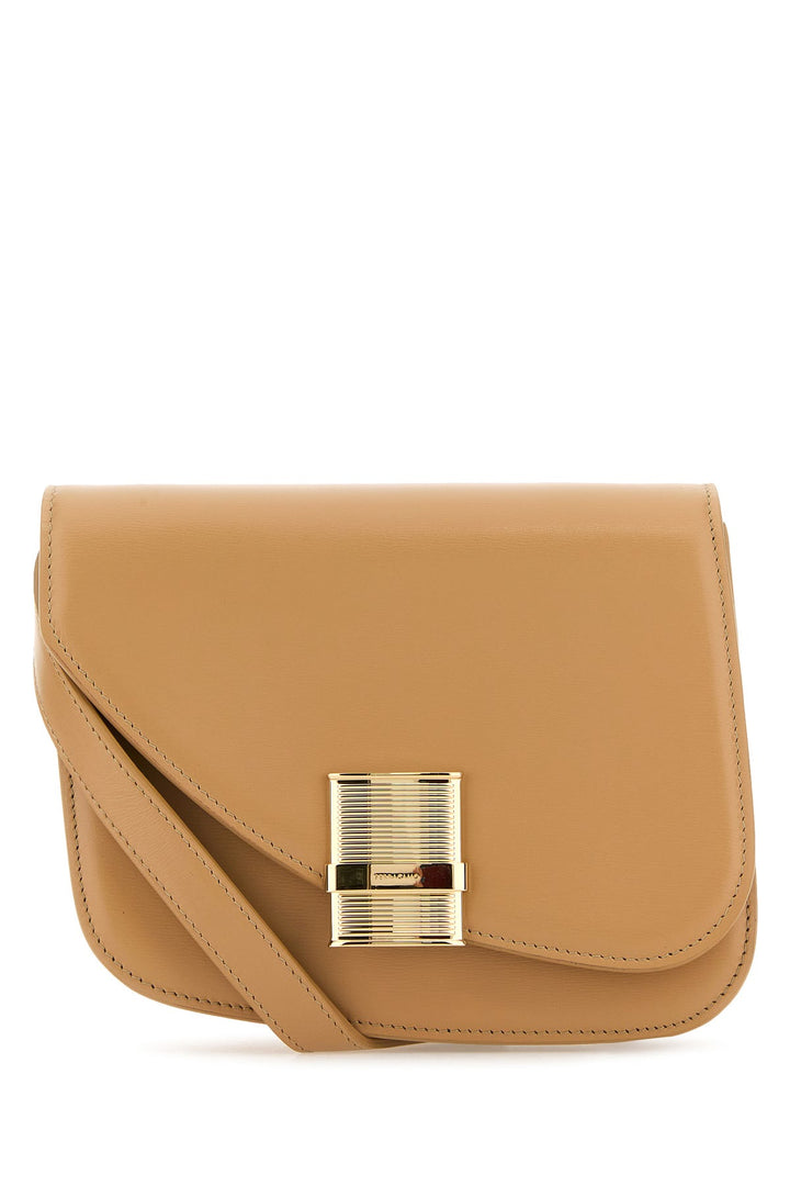 Beige leather small Fiamma crossbody bag