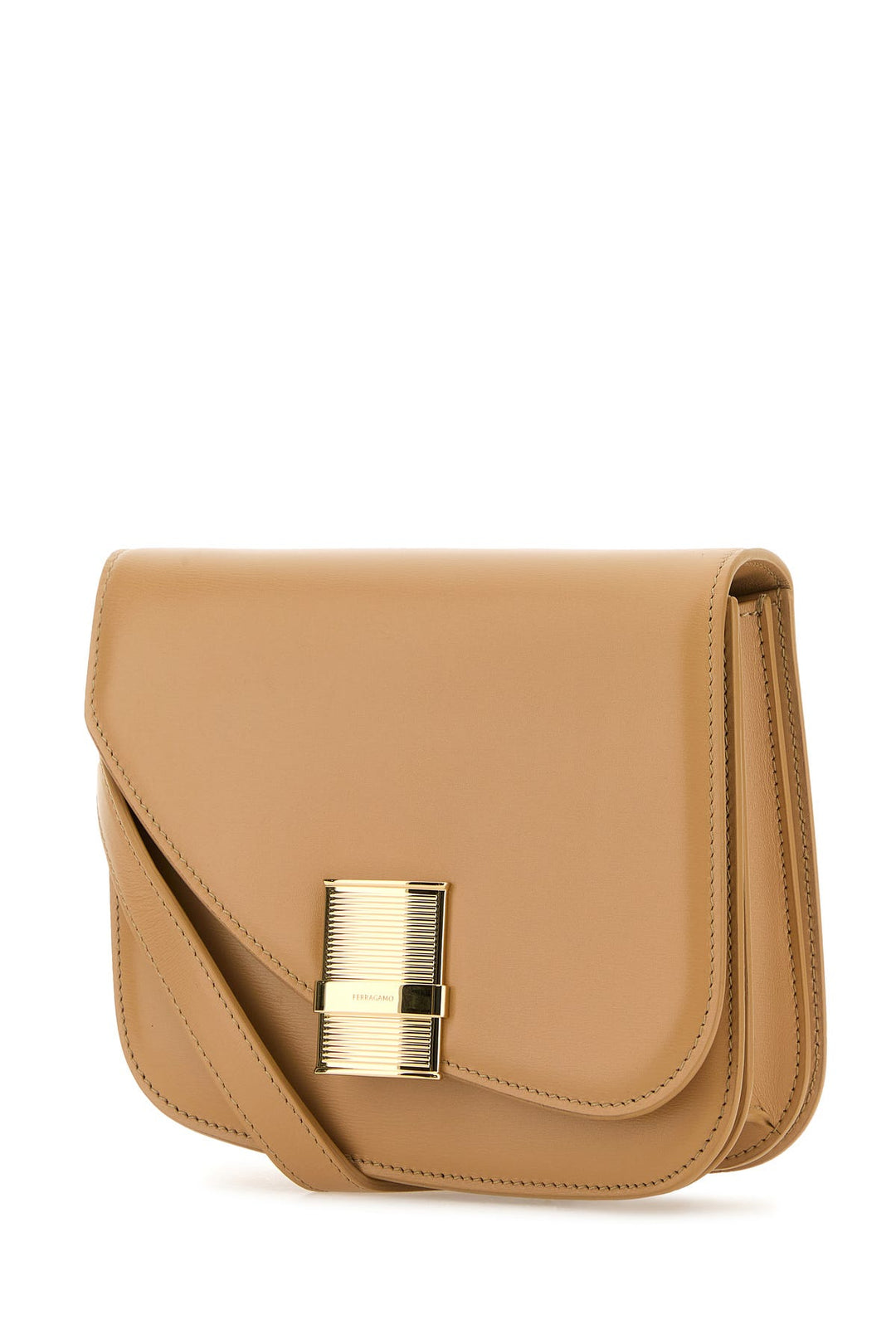 Beige leather small Fiamma crossbody bag