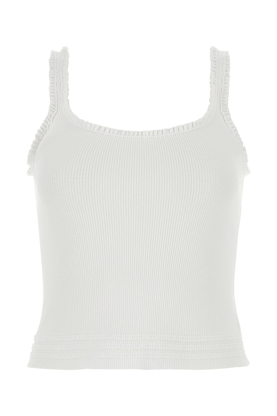 White stretch cotton tank top