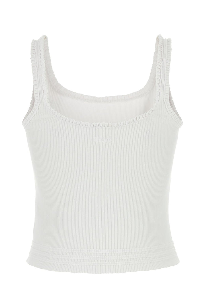 White stretch cotton tank top