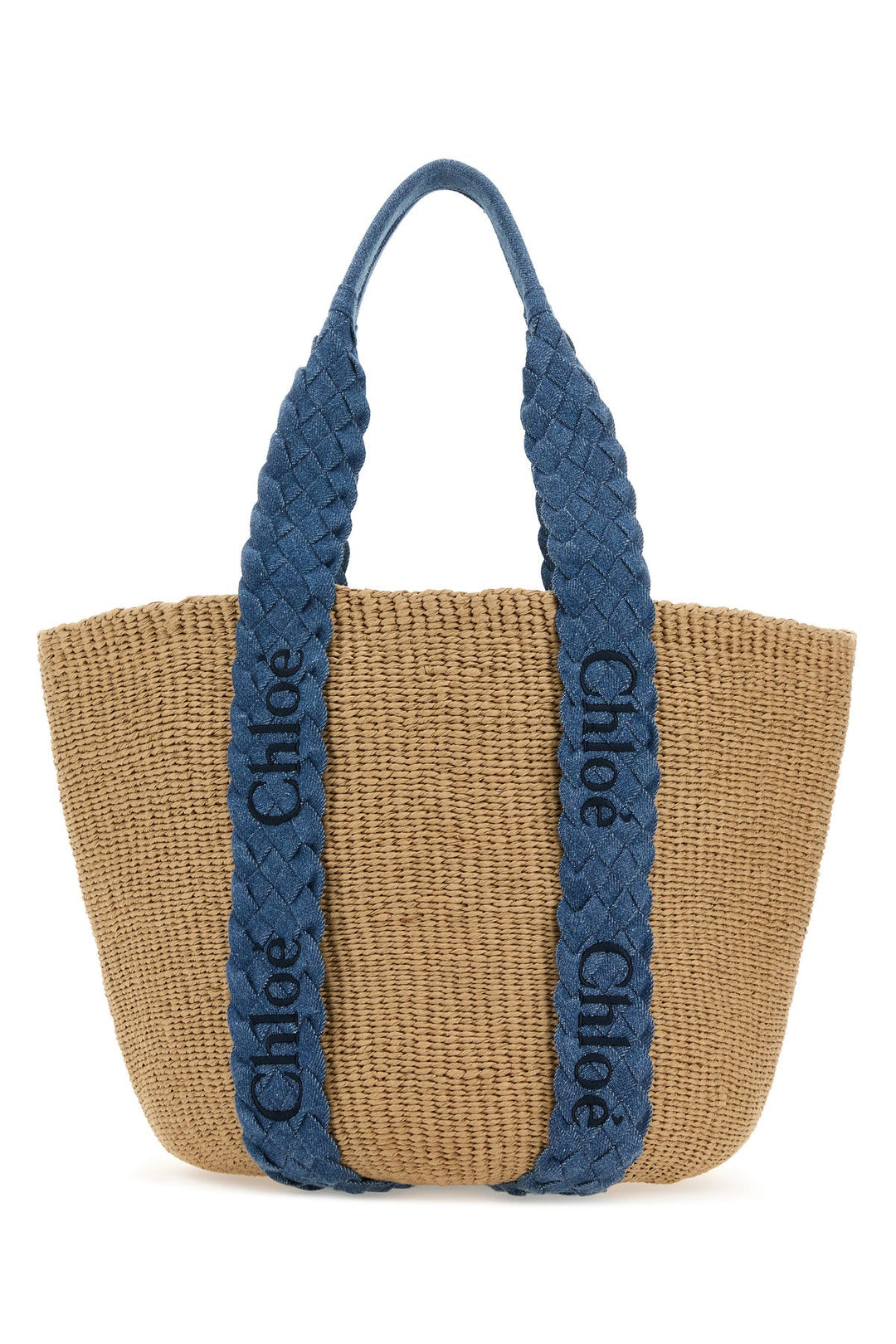 Beige raffia shopping bag