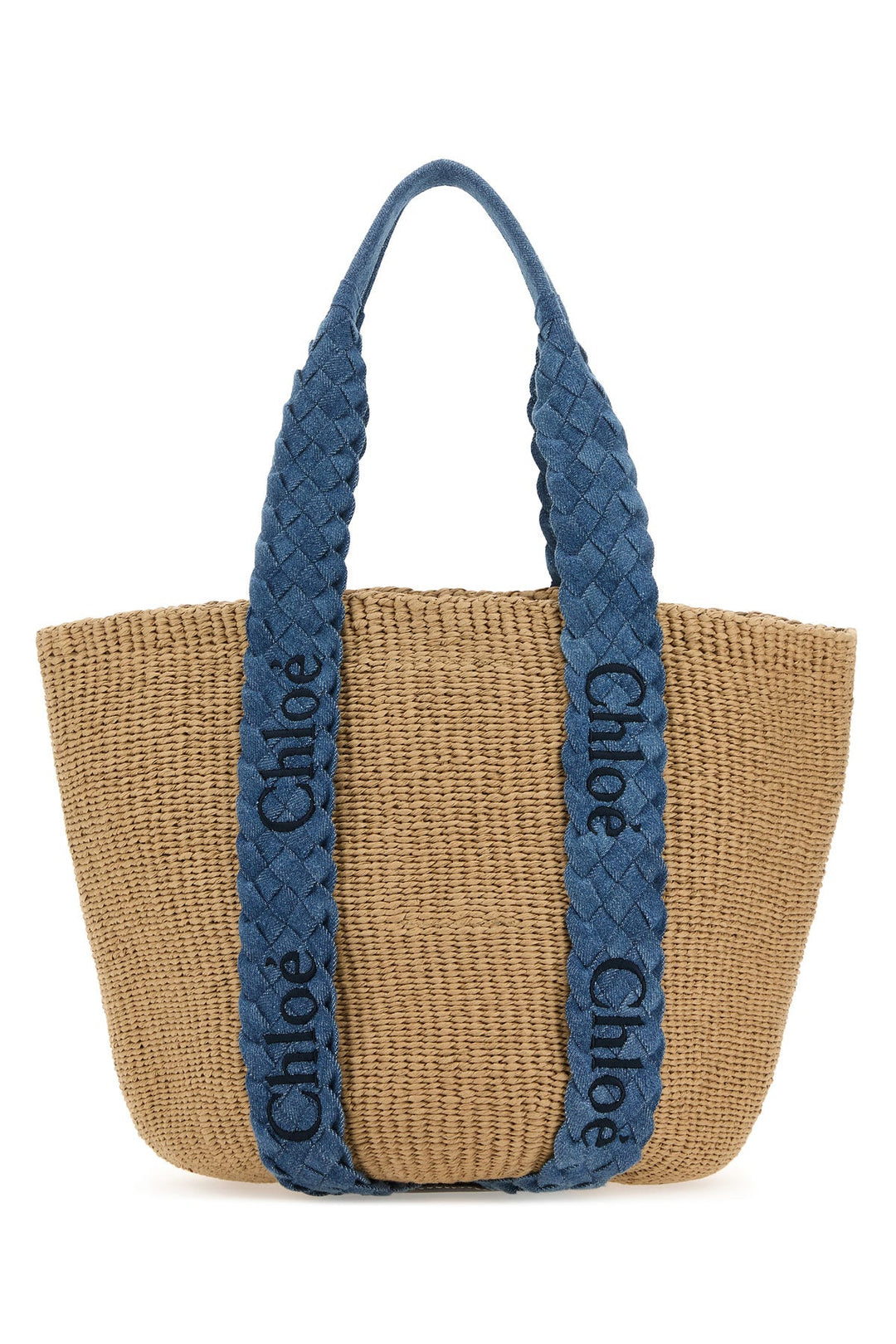 Beige raffia shopping bag