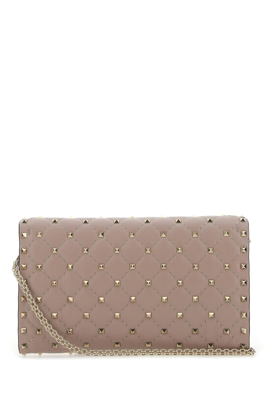 Antiqued pink nappa leather Rockstud Spike clutch