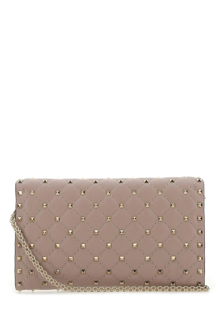 Antiqued pink nappa leather Rockstud Spike clutch