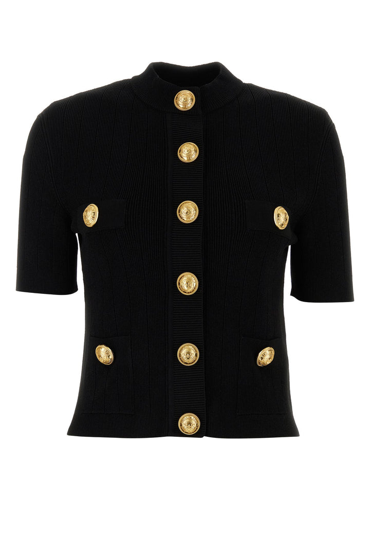 Black viscose blend cardigan