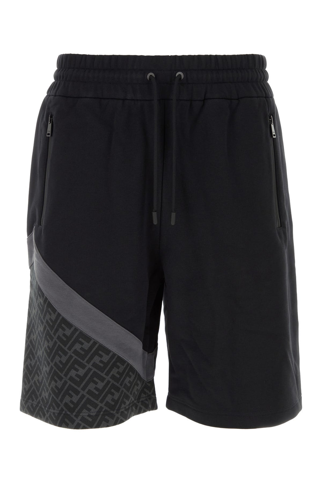 Black cotton blend bermuda shorts
