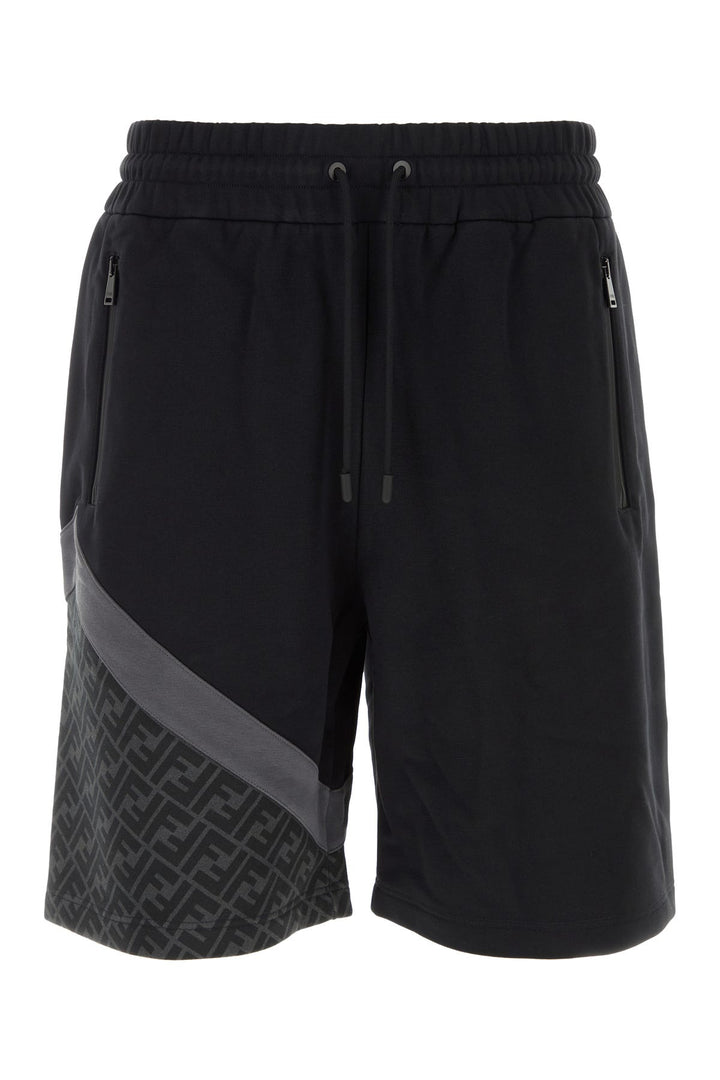 Black cotton blend bermuda shorts
