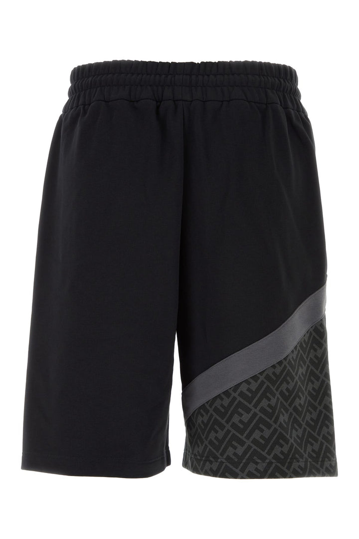 Black cotton blend bermuda shorts