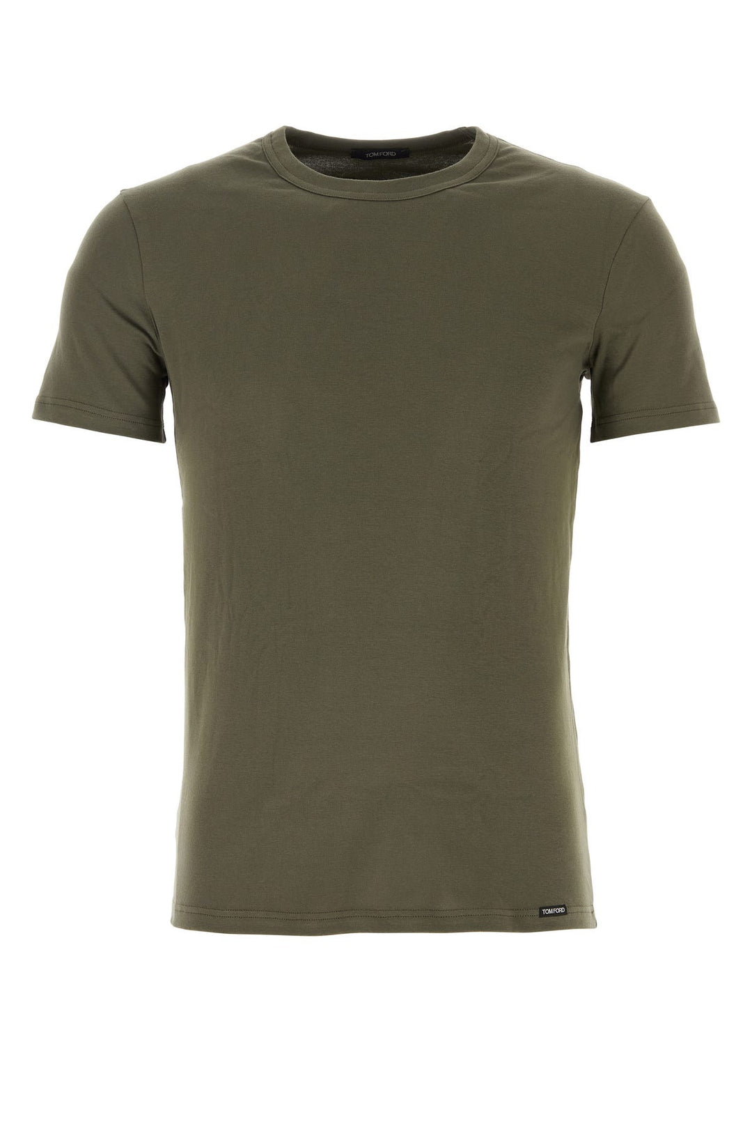 Army green stretch cotton blend t-shirt