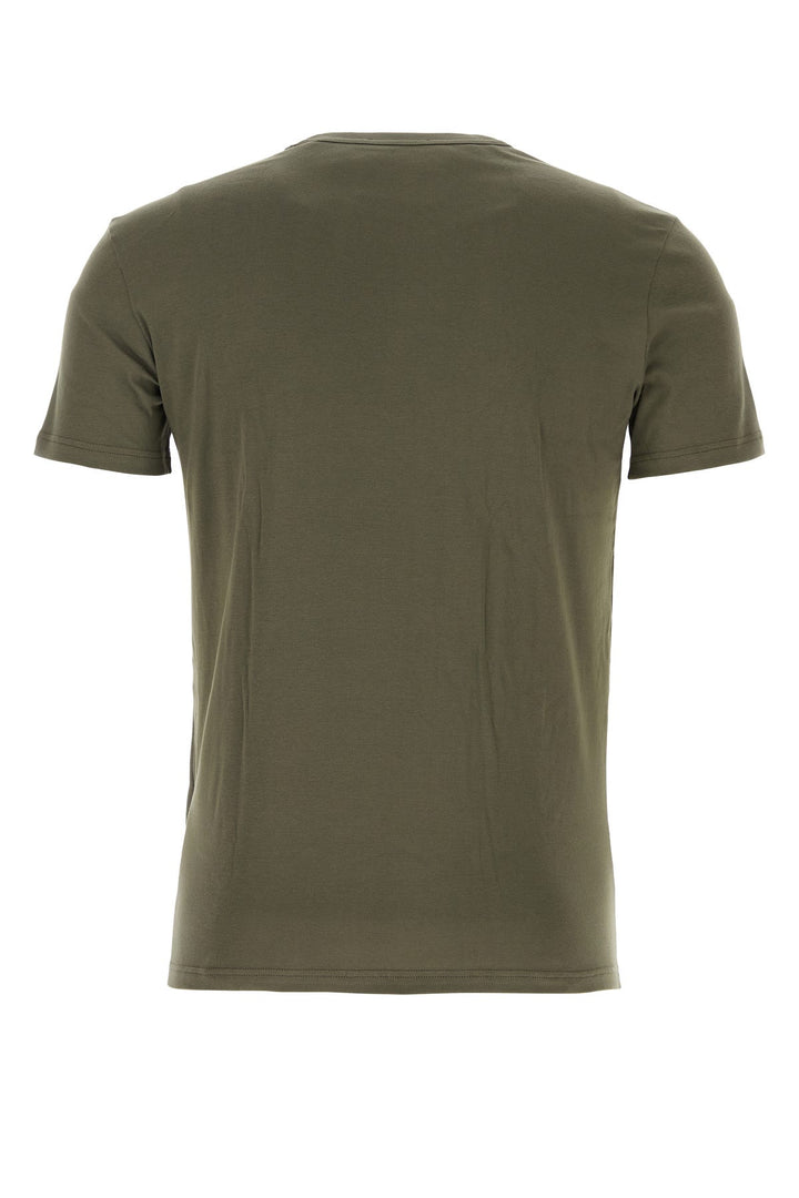 Army green stretch cotton blend t-shirt