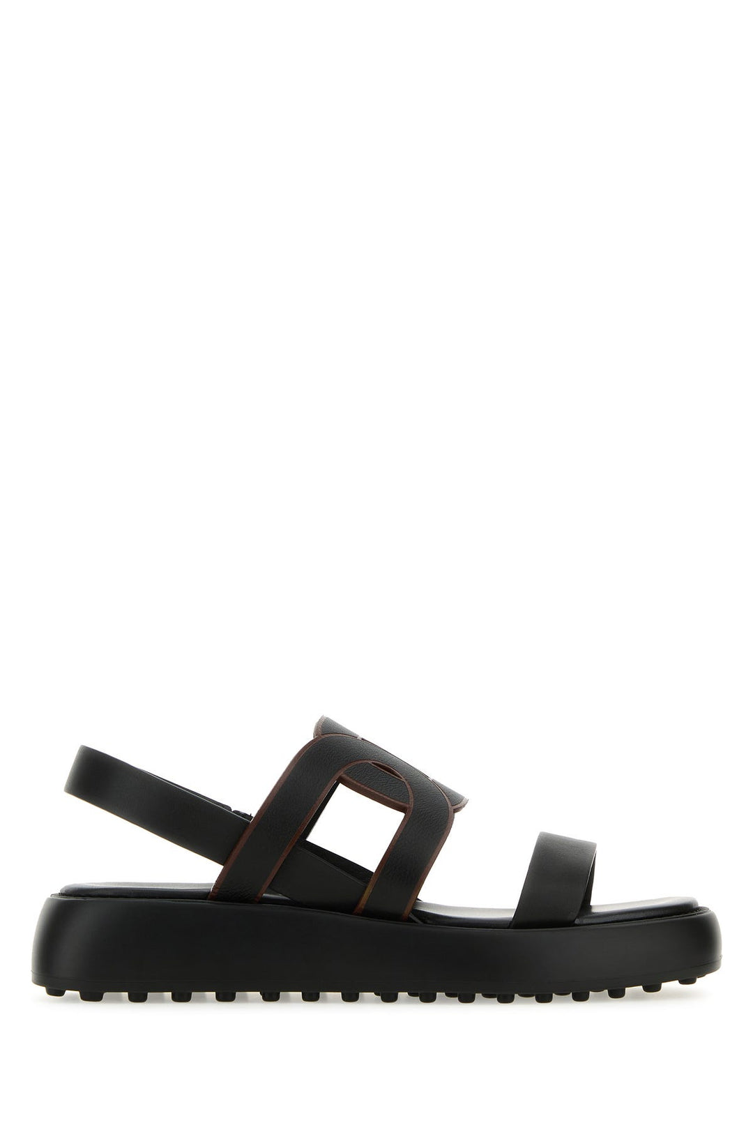 Black leather Chain sandals