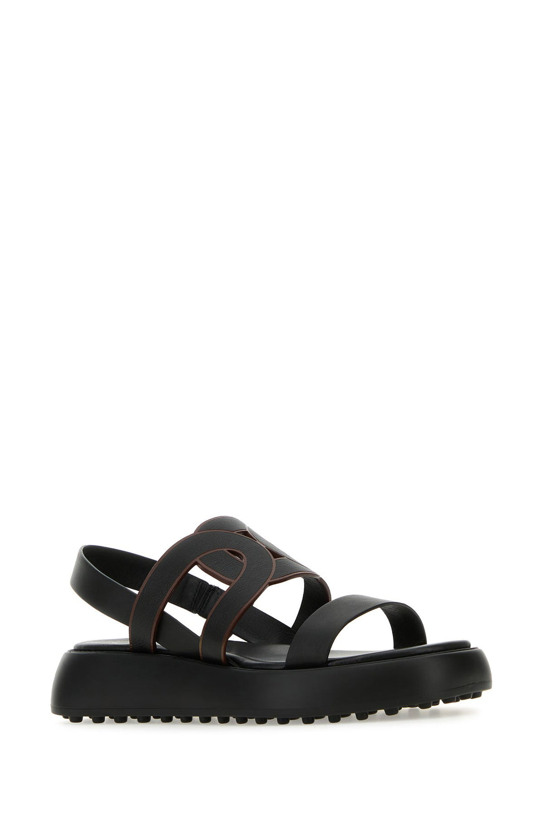 Black leather Chain sandals
