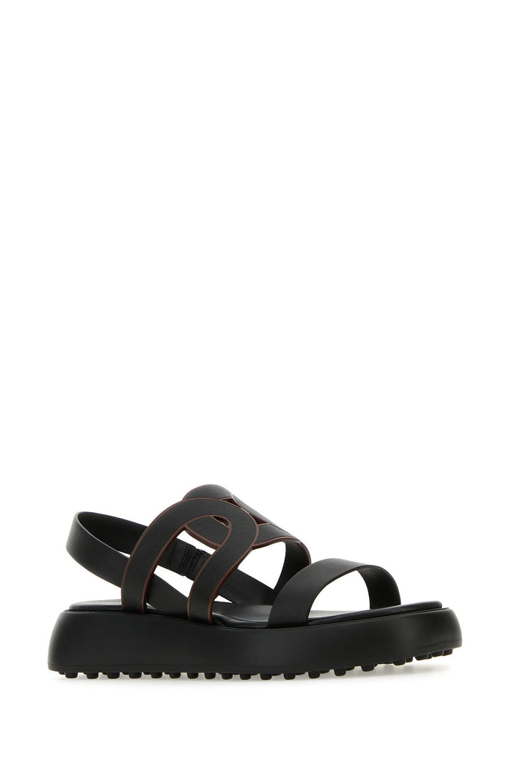 Black leather Chain sandals