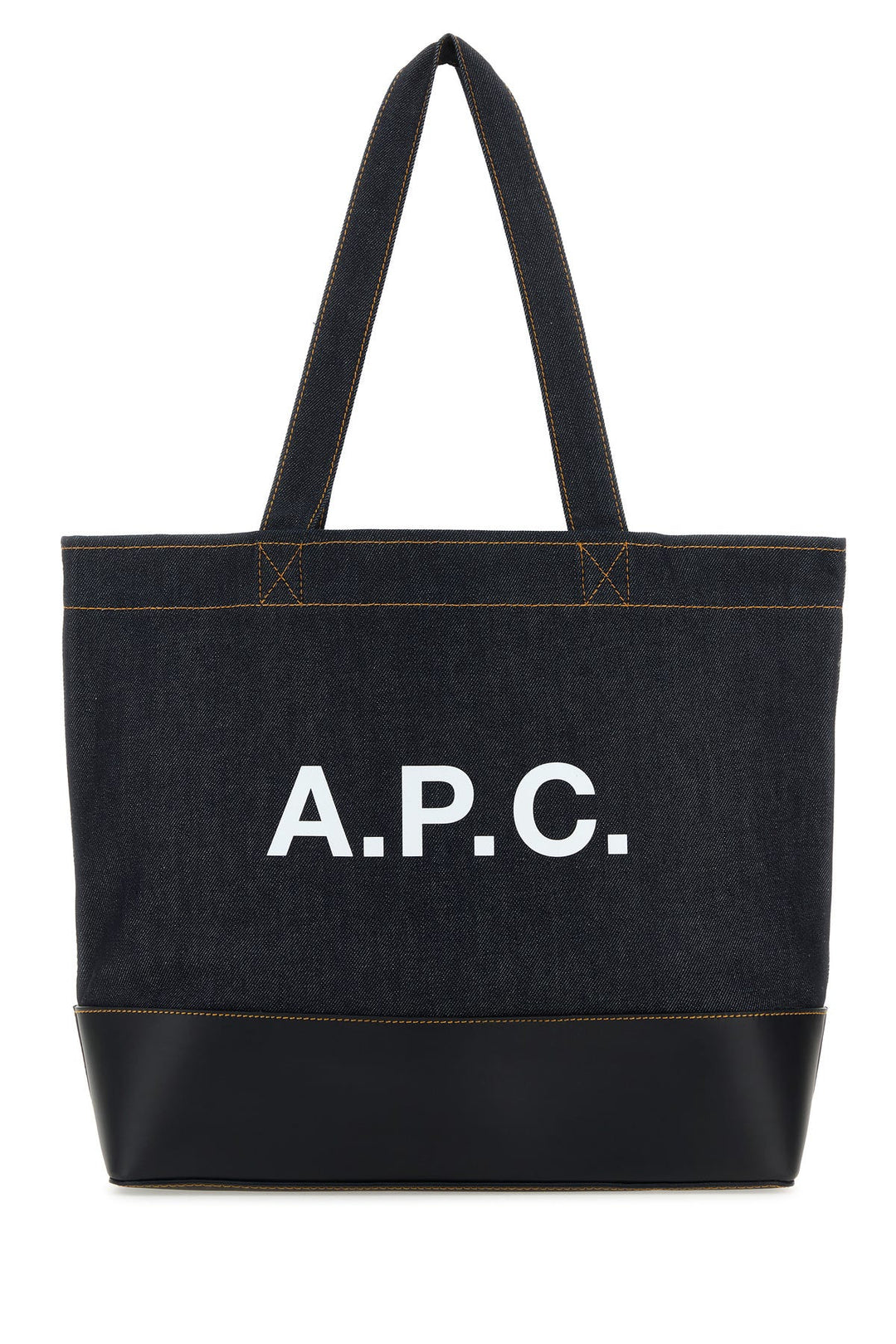 Blue denim and leather Axel shopping bag