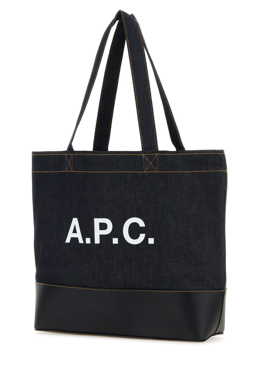 Blue denim and leather Axel shopping bag