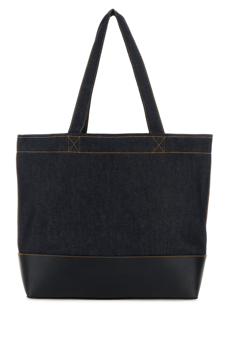 Blue denim and leather Axel shopping bag