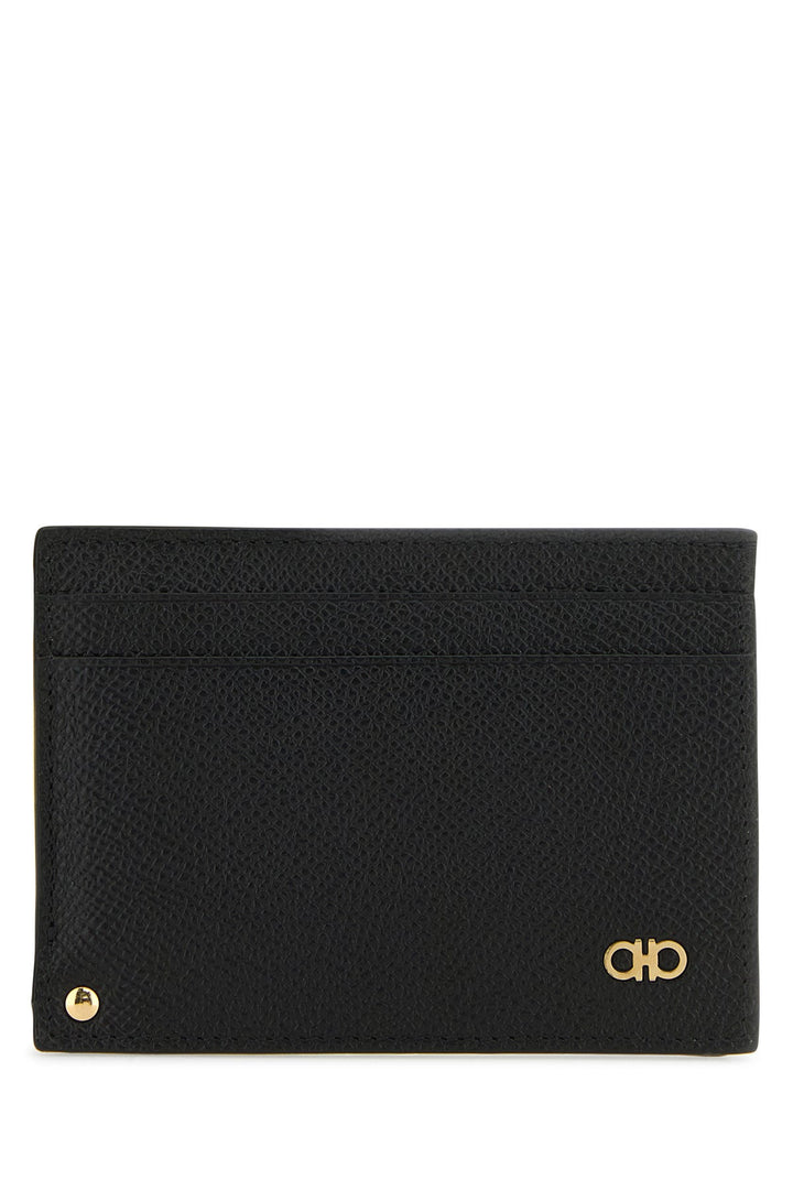 Black leather card holder